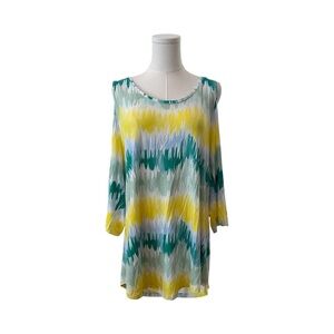 JM Collection NEW Women's XL Cold Shoulder Summer Relaxed Fit Tunic Casual Top